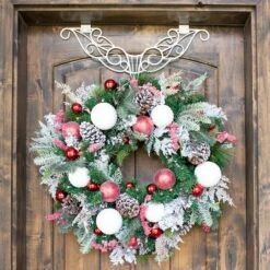Village Lighting 30" Pre-Lit Frosted Wonderland Christmas Wreath, Red & Clear LED Lights -Michaels Store D403209S 5