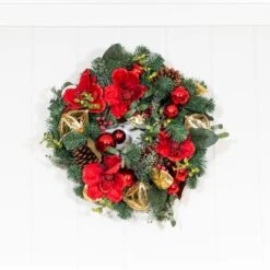 Village Lighting 24" Red Magnolia Wreath -Michaels Store D403212S 5