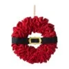 Glitzhome® 18" Christmas Red Belt Fabric Wreath