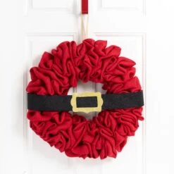 Glitzhome® 18" Christmas Red Belt Fabric Wreath 11 Glitzhome® 18" Christmas Red Belt Fabric Wreath -Michaels Store D444197S 3