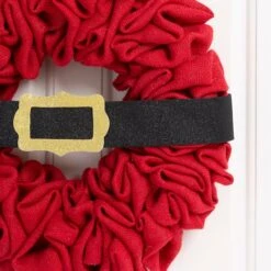 Glitzhome® 18" Christmas Red Belt Fabric Wreath 13 Glitzhome® 18" Christmas Red Belt Fabric Wreath -Michaels Store D444197S 5