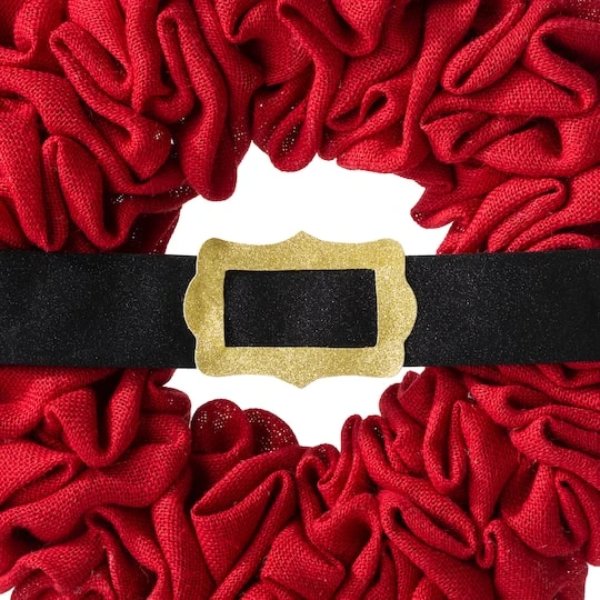 Glitzhome® 18" Christmas Red Belt Fabric Wreath 7 Glitzhome® 18" Christmas Red Belt Fabric Wreath - Image 7
