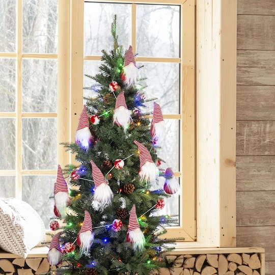 Glitzhome® 6ft. Red & White Fabric Christmas Gnome Garland, 2ct. 4 Glitzhome® 6ft. Red & White Fabric Christmas Gnome Garland, 2ct. - Image 4