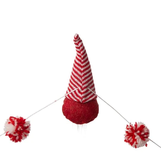 Glitzhome® 6ft. Red & White Fabric Christmas Gnome Garland, 2ct. 7 Glitzhome® 6ft. Red & White Fabric Christmas Gnome Garland, 2ct. - Image 7