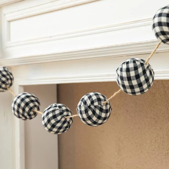 Glitzhome® 6ft. Black & White Plaid Fabric Garland, 2ct. 8 Glitzhome® 6ft. Black & White Plaid Fabric Garland, 2ct. - Image 8