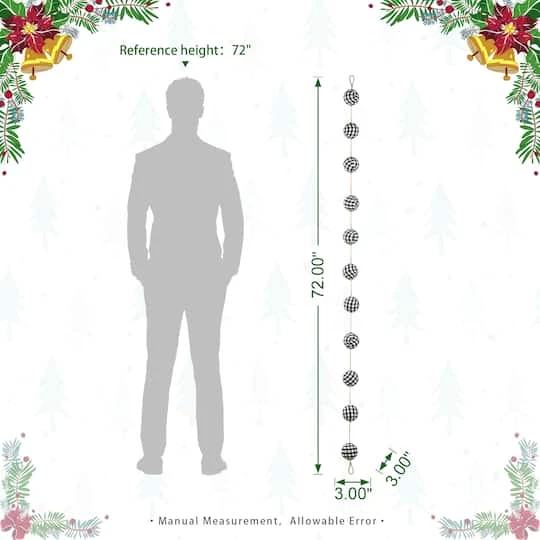 Glitzhome® 6ft. Black & White Plaid Fabric Garland, 2ct. 9 Glitzhome® 6ft. Black & White Plaid Fabric Garland, 2ct. - Image 9