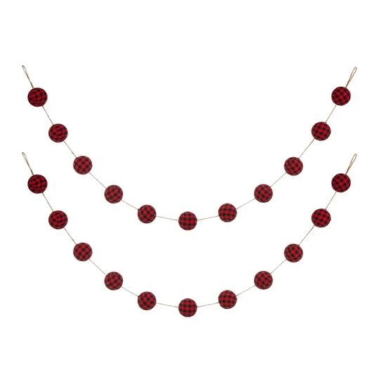 Glitzhome® 6ft. Red & Black Plaid Fabric Garland, 2ct. 1 Glitzhome® 6ft. Red & Black Plaid Fabric Garland, 2ct.