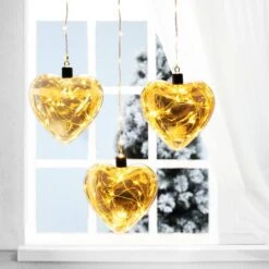 Glitzhome® 26" LED Glass Heart Wall Décor, Set Of 3 -Michaels Store D446054S 2