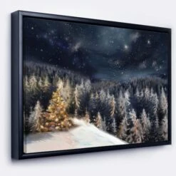 Designart - Night Forest Christmas Tree - Landscape Framed Canvas Art Print Black -Michaels Store D448589S 1 1