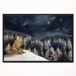 Designart - Night Forest Christmas Tree - Landscape Framed Canvas Art Print Black -Michaels Store D448589S 2