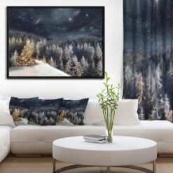 Designart - Night Forest Christmas Tree - Landscape Framed Canvas Art Print Black -Michaels Store D448589S 4