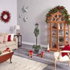 5ft. Pre-Lit LED Holiday Decorated Lamp Post With Faux Greenery In Decorative Container 21 5ft. Pre-Lit LED Holiday Decorated Lamp Post With Faux Greenery In Decorative Container -Michaels Store D478687S 10