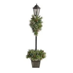 5ft. Pre-Lit LED Holiday Decorated Lamp Post With Faux Greenery In Decorative Container 14 5ft. Pre-Lit LED Holiday Decorated Lamp Post With Faux Greenery In Decorative Container -Michaels Store D478687S 3