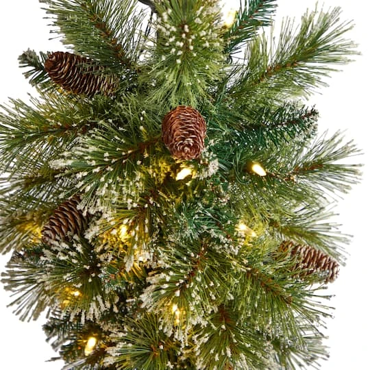 5ft. Pre-Lit LED Holiday Decorated Lamp Post With Faux Greenery In Decorative Container 5 5ft. Pre-Lit LED Holiday Decorated Lamp Post With Faux Greenery In Decorative Container - Image 5