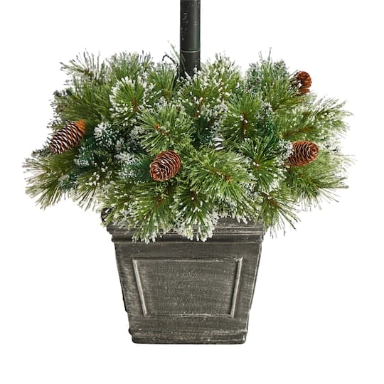 5ft. Pre-Lit LED Holiday Decorated Lamp Post With Faux Greenery In Decorative Container 7 5ft. Pre-Lit LED Holiday Decorated Lamp Post With Faux Greenery In Decorative Container - Image 7