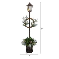 5ft. Pre-lit LED Holiday Decorated Lamp Post With Greenery In Decorative Planter -Michaels Store D478688S 2
