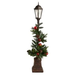 5ft. Pre-Lit LED Holiday Decorated Lamp Post With Greenery & Ornaments -Michaels Store D478689S 3