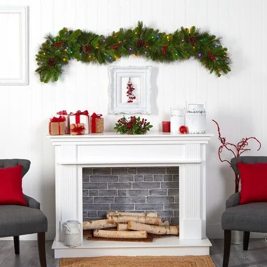 6ft. Pre-Lit LED Colorado Fir Christmas Garland With Berries & Pinecones 7 6ft. Pre-Lit LED Colorado Fir Christmas Garland With Berries & Pinecones - Image 7