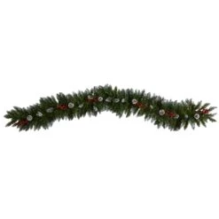 6ft. Pre-Lit LED Snow Tipped Extra Wide Christmas Garland With Pinecones & Berries -Michaels Store D478771S 3