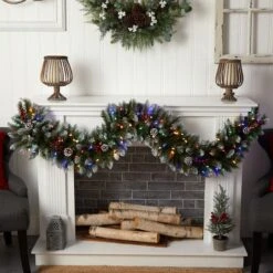 6ft. Pre-Lit LED Snow Tipped Extra Wide Christmas Garland With Pinecones & Berries -Michaels Store D478771S 4