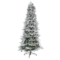 7.5ft. Pre-Lit Flocked Alaskan Artificial Christmas Tree, White LED Lights -Michaels Store D478783S 3
