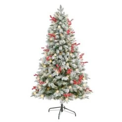 6ft. Pre-Lit Snow Tipped Norwegian Fir Artificial Christmas Tree, White LED Lights