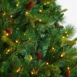8ft. Pre-Lit West Virginia Mixed Pine Artificial Christmas Tree With Pinecones, Clear LED Lights -Michaels Store D478804S 4