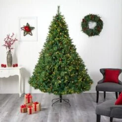 8ft. Pre-Lit West Virginia Mixed Pine Artificial Christmas Tree With Pinecones, Clear LED Lights -Michaels Store D478804S 7