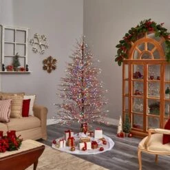 7ft. Pre-Lit Frosted Berry Twig Artificial Christmas Tree, Multicolor Gum Ball LED Lights -Michaels Store D478810S 7