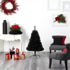 4ft. Pre-Lit Black Artificial Christmas Tree, Clear LED Lights -Michaels Store D478813S 10