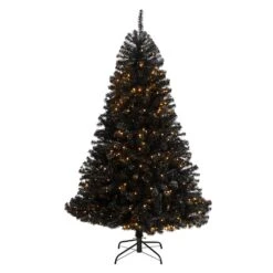 6ft. Pre-Lit Black Artificial Christmas Tree, Clear LED Lights
