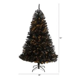 6ft. Pre-Lit Black Artificial Christmas Tree, Clear LED Lights -Michaels Store D478816S 2