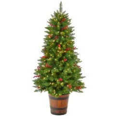 5ft. Pre-Lit Colorado Aspen Artificial Christmas Tree In Decorative Planter, White LED Lights