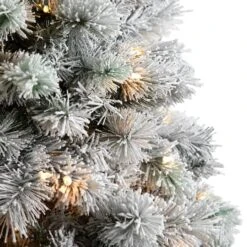 6ft. Pre-Lit Flocked Oregon Pine Artificial Christmas Tree, Clear Lights -Michaels Store D478903S 4