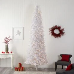 12ft. Pre-Lit Slim White Artificial Christmas Tree, Warm White LED Lights -Michaels Store D478914S 7