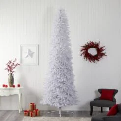 12ft. Pre-Lit Slim White Artificial Christmas Tree, Warm White LED Lights -Michaels Store D478914S 8