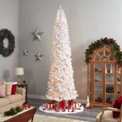 12ft. Pre-Lit Slim White Artificial Christmas Tree, Warm White LED Lights -Michaels Store D478914S 9