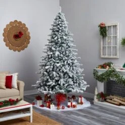 9ft. Pre-Lit Flocked Rock Springs Spruce Artificial Christmas Tree, Clear LED Lights -Michaels Store D478930S 10