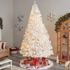 10ft. Pre-Lit White Artificial Christmas Tree, Clear LED Lights -Michaels Store D478940S 7