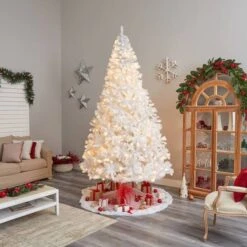 10ft. Pre-Lit White Artificial Christmas Tree, Clear LED Lights -Michaels Store D478940S 9