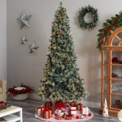 9ft. Pre-Lit Frosted British Columbia Mountain Pine Artificial Christmas Tree, Clear Lights -Michaels Store D478951S 7