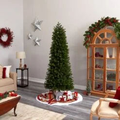 7.5ft. Pre-Lit Slim Colorado Mountain Spruce Artificial Christmas Tree, Multifunction White Micro LED Lights -Michaels Store D478960S 10