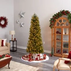 7.5ft. Pre-Lit Slim Colorado Mountain Spruce Artificial Christmas Tree, Multifunction White Micro LED Lights -Michaels Store D478960S 9