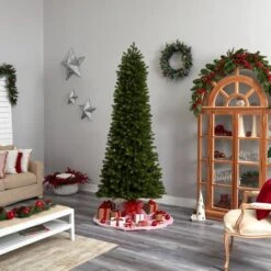 8.5ft. Pre-Lit Slim Colorado Mountain Spruce Artificial Christmas Tree, Multifunction White Micro LED Lights -Michaels Store D478961S 10