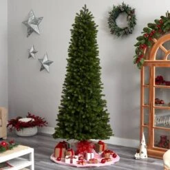 8.5ft. Pre-Lit Slim Colorado Mountain Spruce Artificial Christmas Tree, Multifunction White Micro LED Lights -Michaels Store D478961S 8