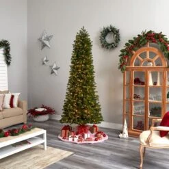 8.5ft. Pre-Lit Slim Colorado Mountain Spruce Artificial Christmas Tree, Multifunction White Micro LED Lights -Michaels Store D478961S 9