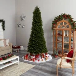 9.5ft. Pre-Lit Slim Colorado Mountain Spruce Artificial Christmas Tree, Multifunction White Micro LED Lights -Michaels Store D478962S 10