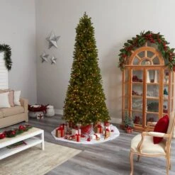 9.5ft. Pre-Lit Slim Colorado Mountain Spruce Artificial Christmas Tree, Multifunction White Micro LED Lights -Michaels Store D478962S 9