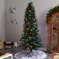 8.5ft. Pre-Lit Montana Mountain Fir Artificial Christmas Tree, Multicolor LED Lights & Globe Bulbs -Michaels Store D478967S 7