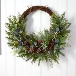 30" Pine & Pinecone Christmas Wreath On Twig Ring 8 30" Pine & Pinecone Christmas Wreath On Twig Ring -Michaels Store D478977S 3